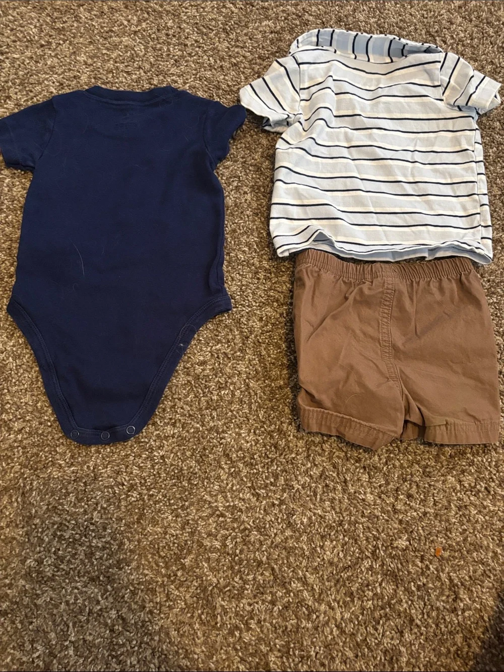 Carter's Navy Blue Baby Short-Sleeve Bodysuit - set of 3
